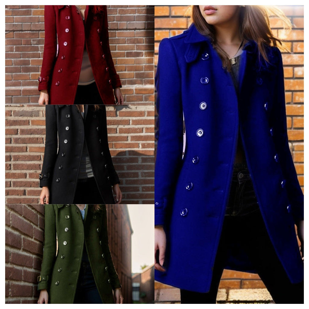 Women's Elegant Trench Coat with Double-Breasted Design