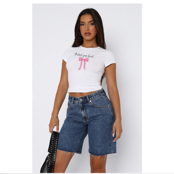 Women's Comfortable Crop Top with Fashionable Print