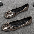 Women's Ballet Flats with Elegant Bow and Glossy Patent Finish