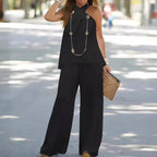 Women's Elegant and Airy Wide-Leg Ensemble