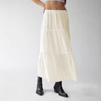 Women's Airy Cotton Maxi Skirt with Ruffle Details