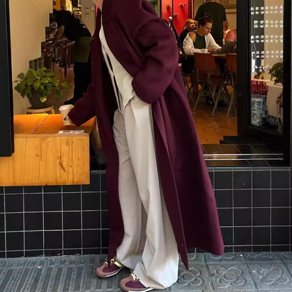 Women's Elegant Double-Breasted Wool Coat
