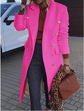 Women's Elegant Double-Breasted Coat with Gold Buttons and Tailored Fit