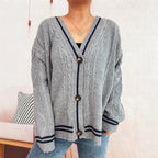 Women's Cozy Cardigan with Star Appliqués and Modern Details