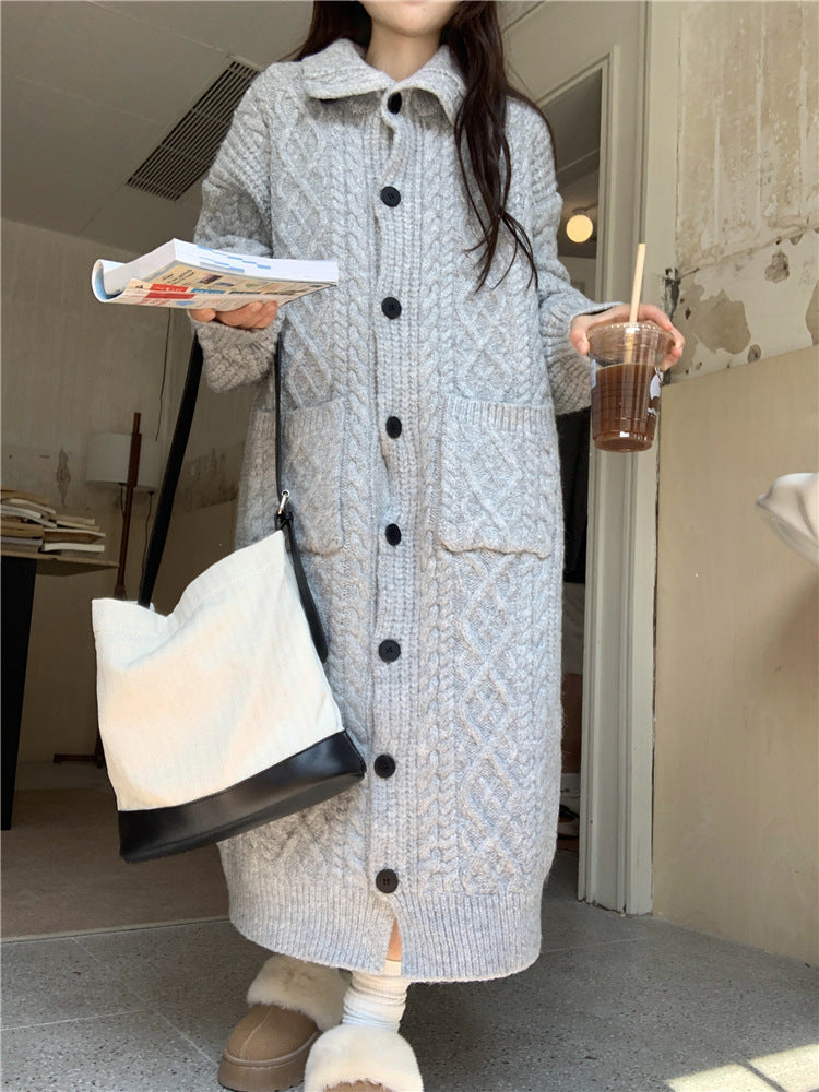 Chunky Knit Button-Up Coat