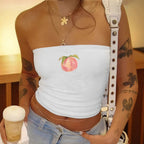 Women's Bandeau Top with Fruit Print and Form-Fitting Cut