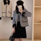 Women's Elegant Cropped Jacket with Contrasting Details