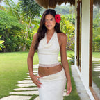 Elegant Halter Crop Top and Slim Midi Skirt