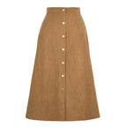 Textured Corduroy Maxi Skirt with Button Detail