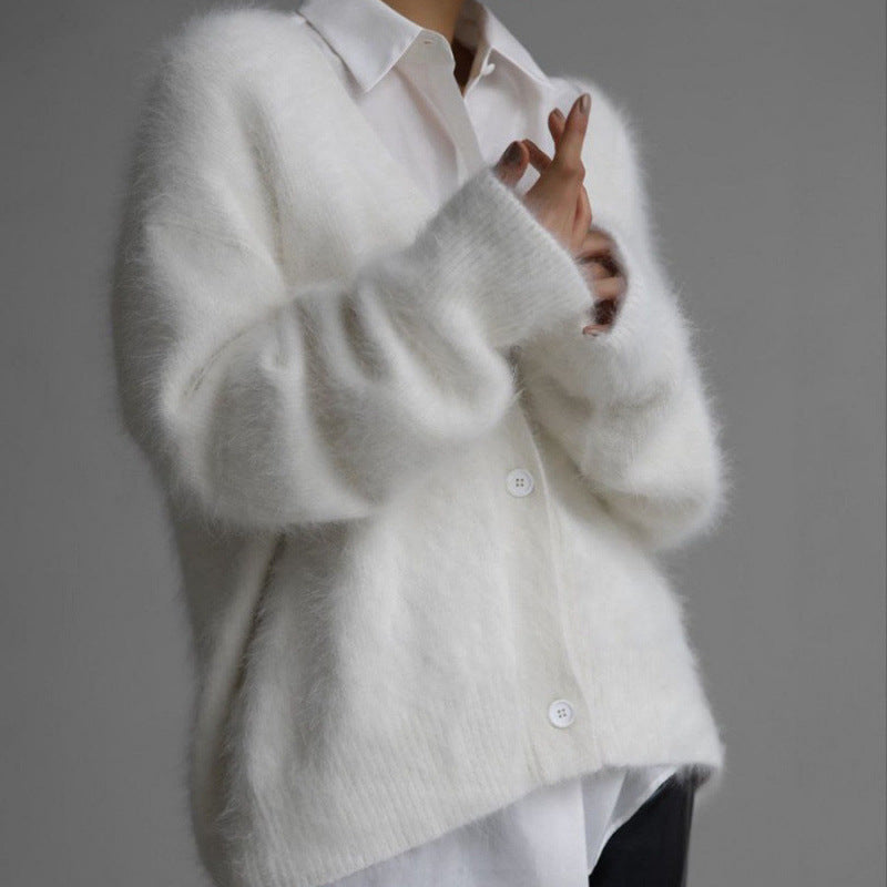 Women's Fluffy Long-Sleeve Cardigan