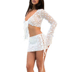 Women's Fashionable Crochet Set with Tie Details
