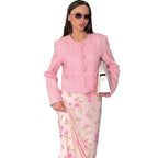 Women's Elegant Short Jacket with Textured Surface and Feminine Details