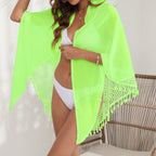 Women's Elegant Mesh Beach Sarong with Tassels