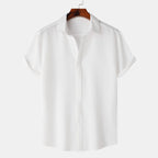 Women's Short-Sleeve Shirt with Textured Fabric and Loose Fit