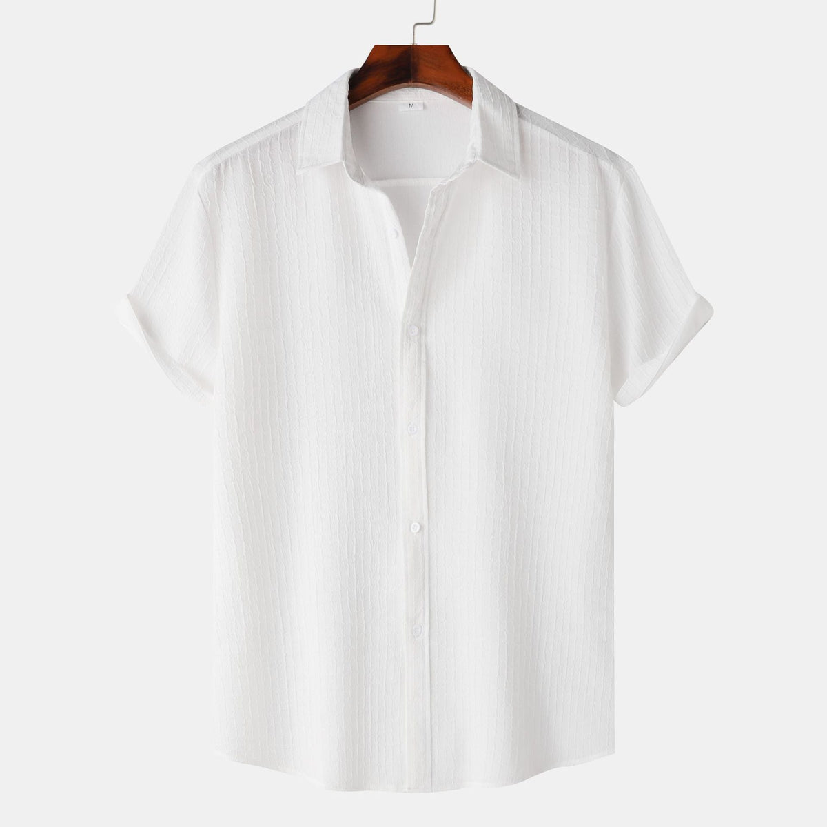 Women's Short-Sleeve Shirt with Textured Fabric and Loose Fit