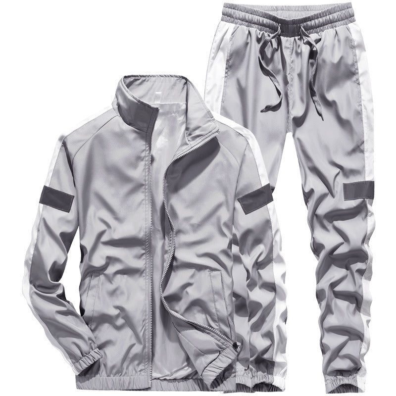 Men's Sportives Tracksuit Set with Contrast Stripes and Reflective Inserts