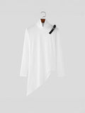 Women's Asymmetrical Long-Sleeve Top with Mock Neck and Strap