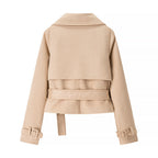 Women's Elegant Faux Leather Jacket with Belt