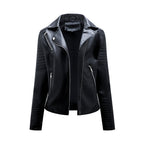 Women's Biker Jacket with Quilted Details and Asymmetrical Zipper