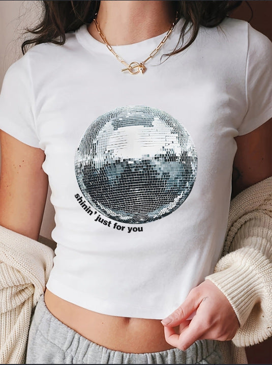 Women's Crop T-Shirt with Creative Bow Details