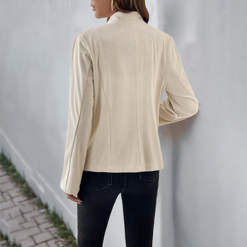 Elegant and Casual Jacket with Stand-Up Collar