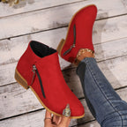Women's Ankle Boots with Asymmetric Zipper