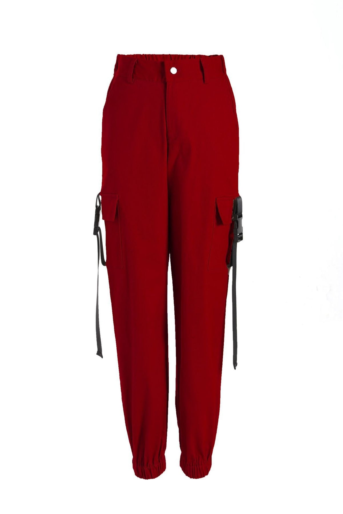 Women's Cargo Pants with Elastic Waist and Practical Side Pockets