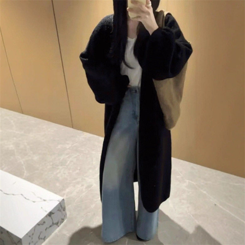 Long Women's Knit Jumpsuit with Dropped Shoulders