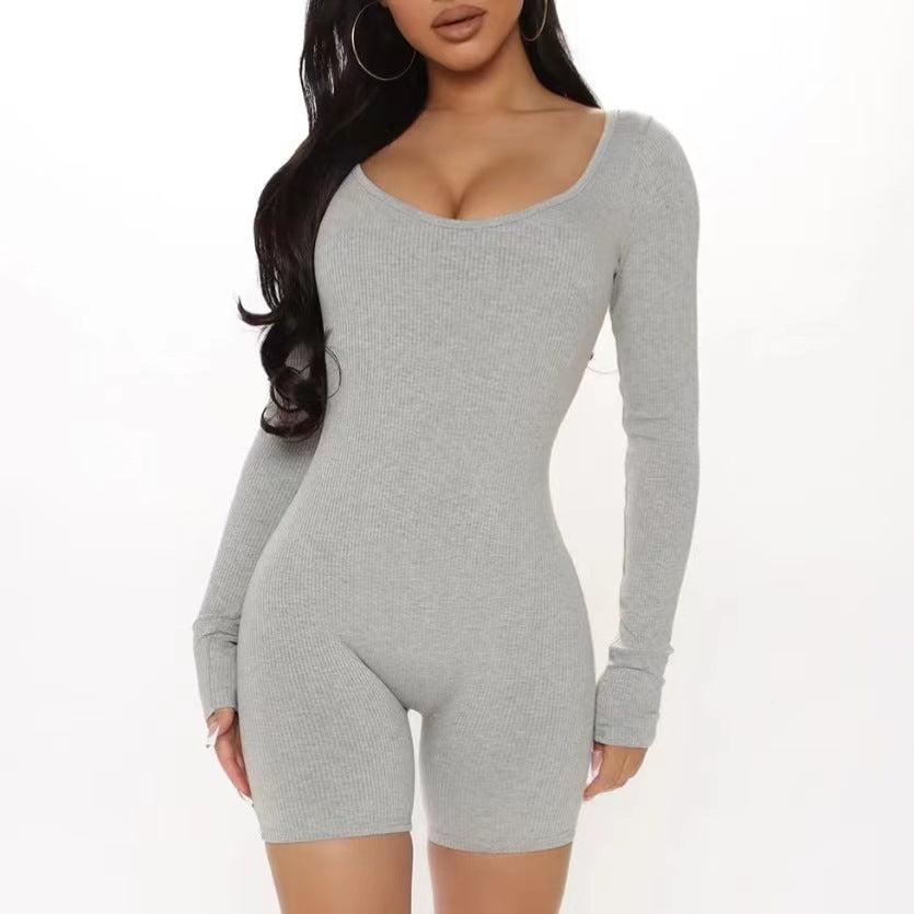 Women's Long Sleeve Ribbed Jumpsuit