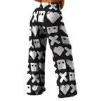 Women's Patterned Casual Pants with Elastic Waist and Deep Pockets