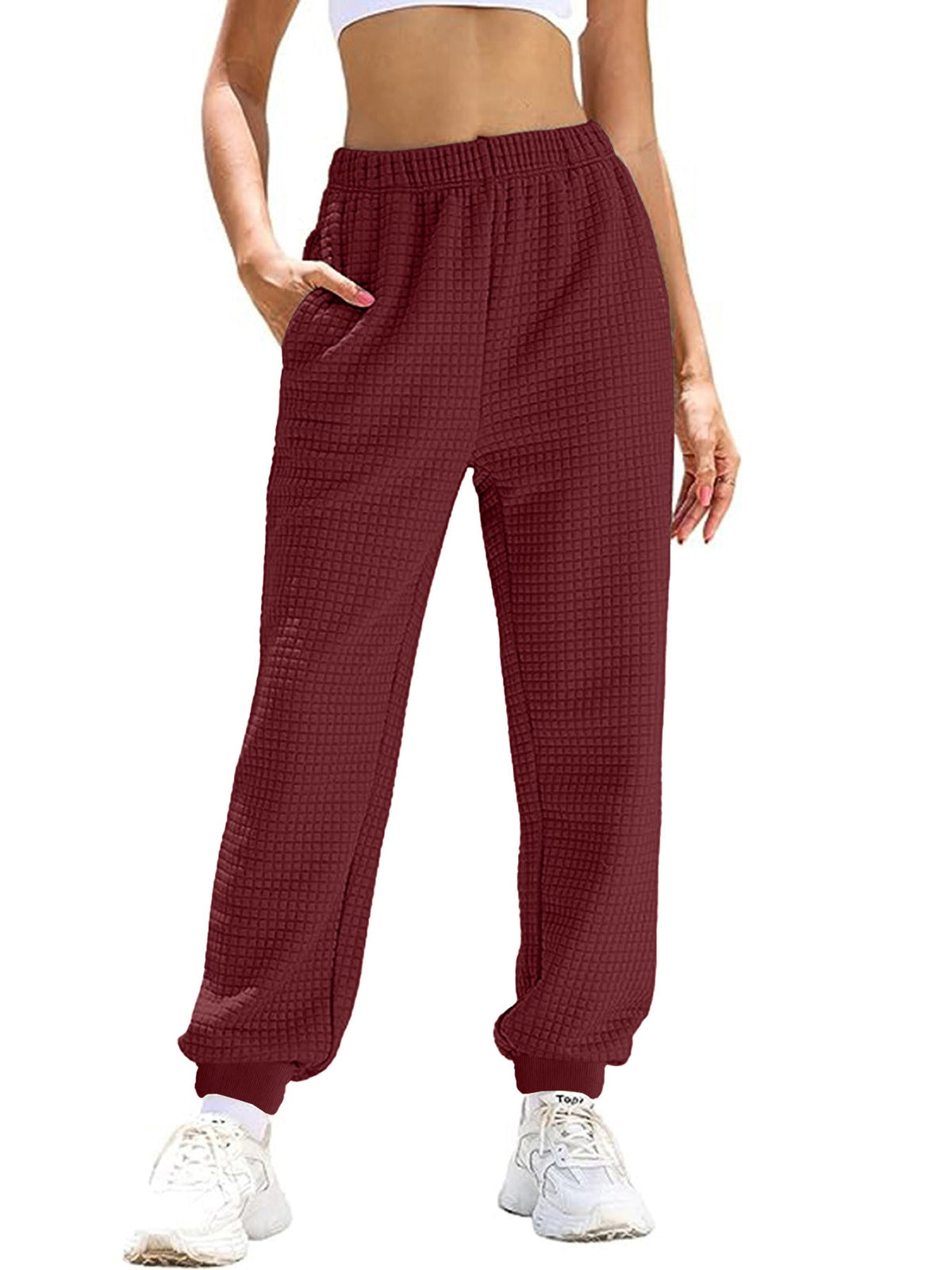 Women's Casual Pants with Elastic Waist and Practical Pockets