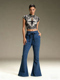 Women's High-Waisted Flared Jeans with Comfortable Stretch Waist