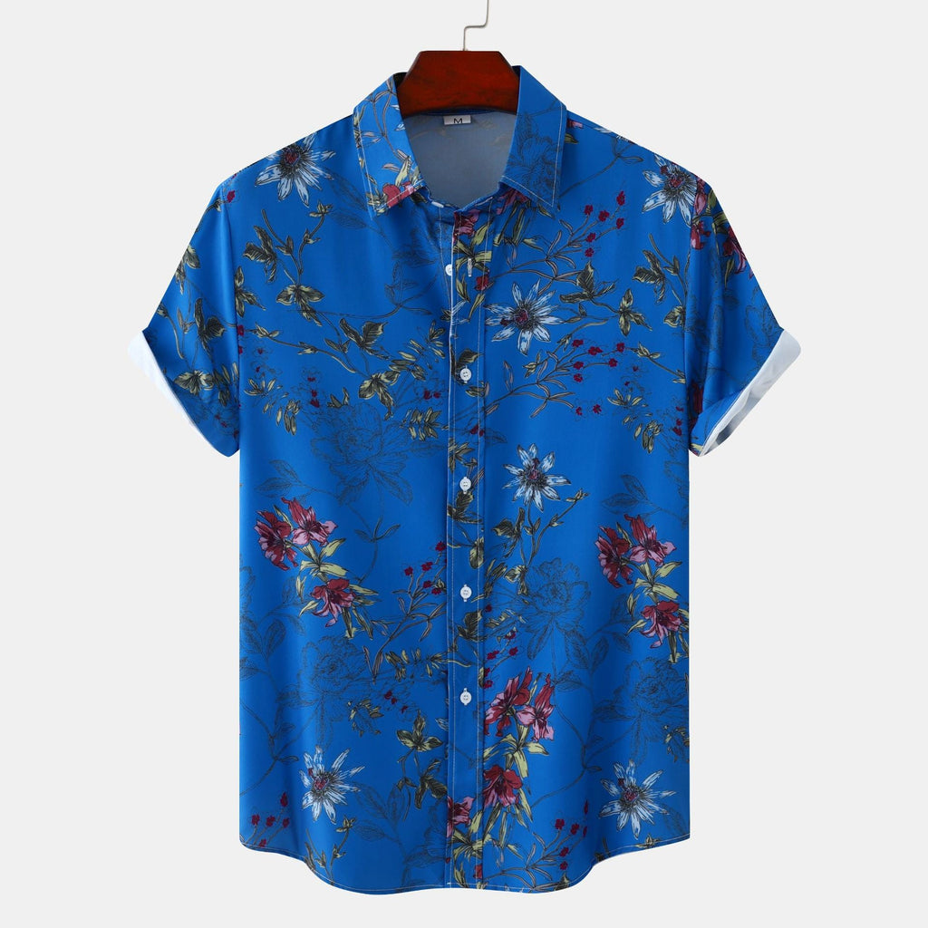 Women's Short Sleeve Shirt with Floral Accents and Modern Cut