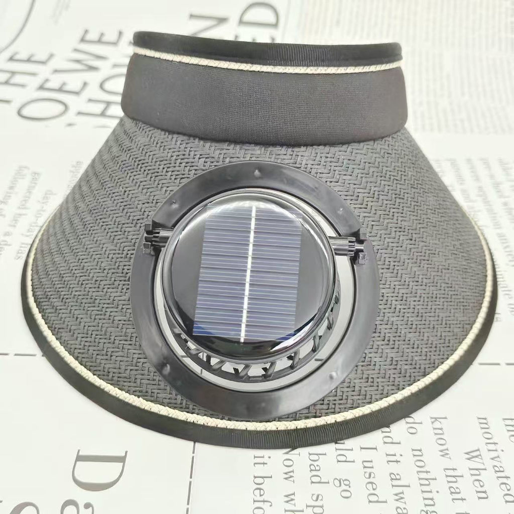 Adjustable Sunshade with Removable Solar Fan and Breathable Straw Effect