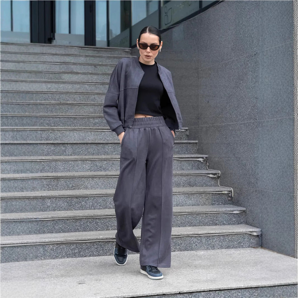 Casual Sweat Jacket and Pants Set