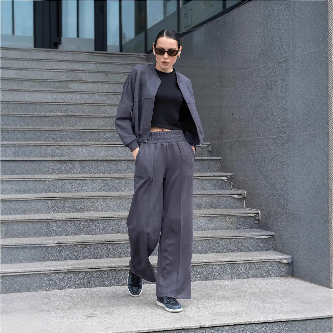 Casual Sweat Jacket and Pants Set