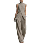 Women's Elegant High-Neck Wide-Leg Jumpsuit