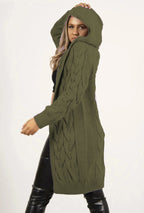 Women's Chunky Knit Coat with Hood