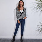 Women's Chunky Knit Sweater with Wave Pattern and Wide Cut