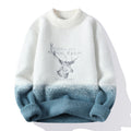 Women's Fluffy High-Neck Sweater with Graphic Motif