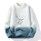Women's Fluffy High-Neck Sweater with Graphic Motif