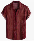 Women's Short-Sleeve Shirt with Unique Stripe and Dot Design