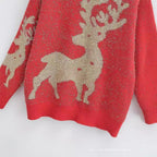 Women's Festive Sweater with 3D Reindeer Motif