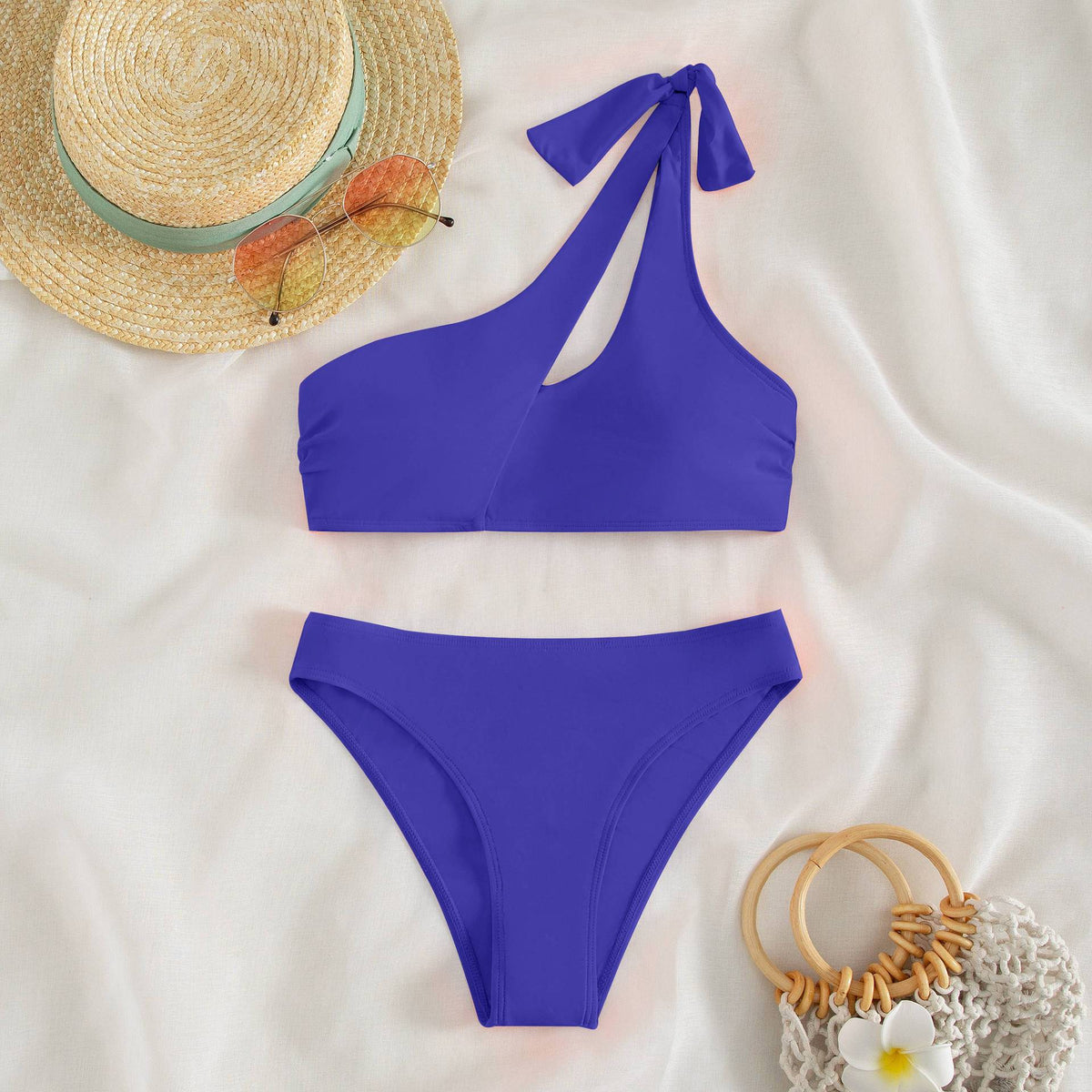 Women's Asymmetrical Bikini with Fashionable Cut-Outs