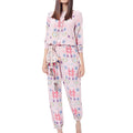 Women's Leisure Suit with Modern Graphic Pattern and Elastic Waist