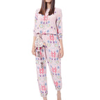Women's Leisure Suit with Modern Graphic Pattern and Elastic Waist