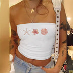 Women's Bandeau Top with Maritime Motif