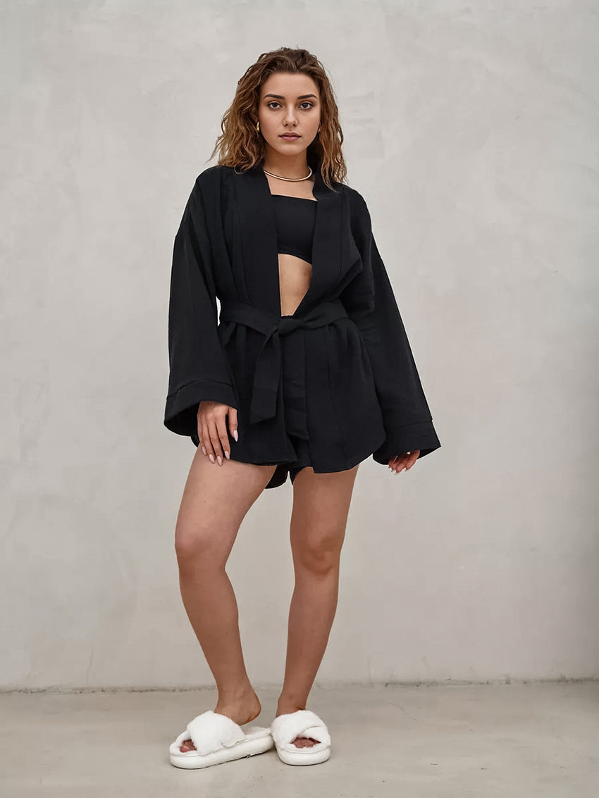 Women's Casual Lightweight Lounge Set with Oversized Collar