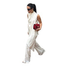 Women's Elegant Flowing Chiffon Trousers with Asymmetrical Cut