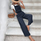 Women's Casual Wide-Leg Jumpsuit with Elastic Waist